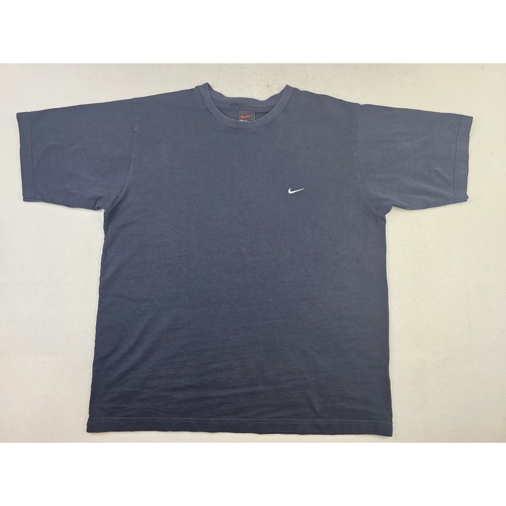 Nike Men's‎ Medium Navy Blue Side Swoosh Vintage Crew Neck T-Shirt Black Tag